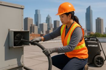 Professional air duct cleaning technician